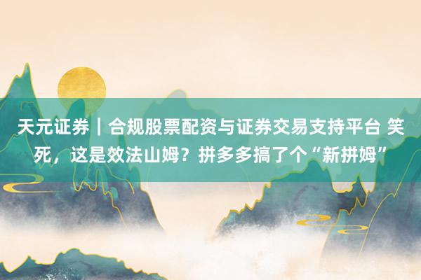 天元证券｜合规股票配资与证券交易支持平台 笑死，这是效法山姆？拼多多搞了个“新拼姆”
