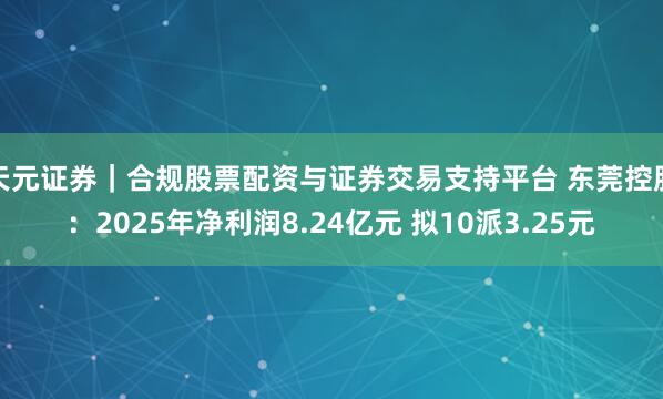 天元证券｜合规股票配资与证券交易支持平台 东莞控股：2025年净利润8.24亿元 拟10派3.25元