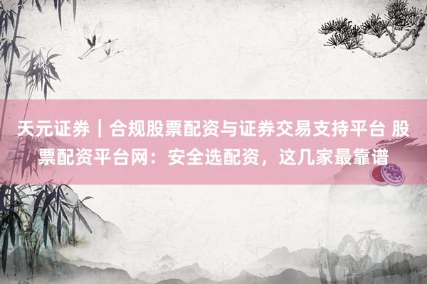 天元证券｜合规股票配资与证券交易支持平台 股票配资平台网：安全选配资，这几家最靠谱