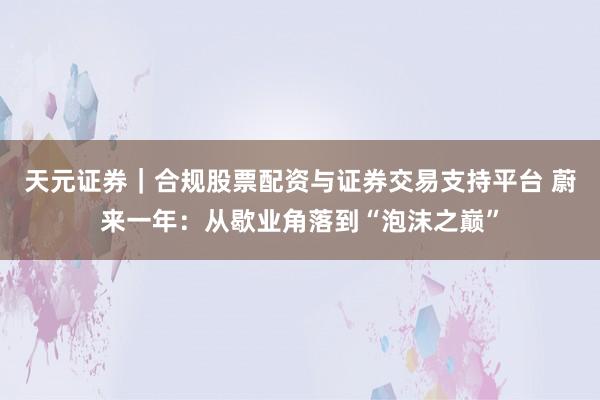 天元证券｜合规股票配资与证券交易支持平台 蔚来一年：从歇业角落到“泡沫之巅”